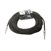 INVOTONE ACI1115/BK  инструментальный кабель, хлопковая оболочка, цвет черный, джек 6.3 мм - джек 6.3 мм, длина 15 метров