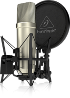 Behringer TM1 cтудийный конденсаторный микрофон, кардиоида, мембрана 1" позолоченная, 20 Гц - 20 кГц, подвес "паук", поп-фильтр и кабель