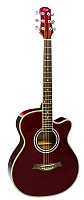 FLIGHT F-230C WR  фолк гитара с металлическими струнами, цвет красное вино, с вырезом