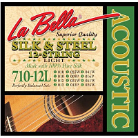 LA BELLA 710-12L  струны для 12-струнной гитары - легкое натяжение, обмотка - серебро (010.010-012.012-023w.009p-031.012p-041.016p-.051.025w)