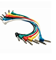 Rockcable RCL30011 D5  Комплект из шести патч-кабелей 6.3 мм  угловых джек-джек, длина 15 см, разноцветные