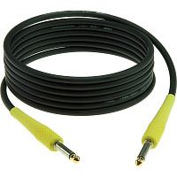 KLOTZ KIKC6.0PP5 готовый гитарный (инструментальный) кабель чёрного цвета, прямые разъёмы KLOTZ Mono Jack (жёлтого цвета) с позолоченными контактами, длина 6 м