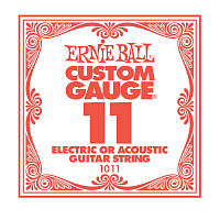 ERNIE BALL 1011 Plain Steel .011  Струна одиночная для акустической и электрогитары Эрни Болл