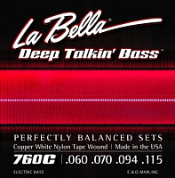 LA BELLA 760C-B  струны для бас-гитары (060-070-094-115-135), обмотка: нейлон на медной подкладке, серия Deep Talking Bass