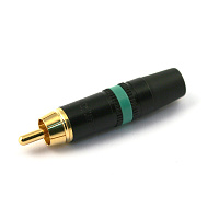 Neutrik NYS373-5 зеленая маркировочная полоса, кабельный разъем RCA корпус черный хром, золоченые контакты