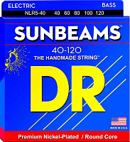 DR NLR5-40 струны для 5-струнной бас-гитары, калибр 40-120, серия SUNBEAM™, обмотка никелированная сталь, покрытия нет