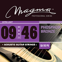 Magma Strings GA110PB  Струны для акустической гитары, серия Phosphor Bronze, калибр: 9-13-18-26-36-46, обмотка круглая, фосфористая бронза, натяжение Extra Light