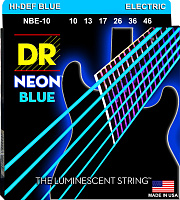 DR NBE-10 струны для электрогитары, калибр 10-46, серия HI-DEF NEON™, обмотка никелированная сталь, покрытие люминесцентное