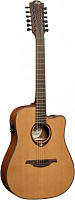 LAG T200D12CE Электро-акустическ гитара, 12-ти струнный дредноут с вырезом и пьезодатчиком STUDIOLAG PLUS, цвет - натуральный, матовый, покрытие Французский сатин.