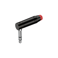 ROXTONE RJ3RPP-RD-BN Разъем 6.3 мм stereo Male Jack угловой, цвет черный с красным маркером, покрытие контактов никель, максимальный размер кабеля 7 мм