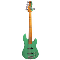 Markbass MB GV 5 Gloxy Val Surf Green CR MP  5-струнная бас-гитара с чехлом, JJ, активный преамп, цвет зеленый