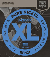 D'ADDARIO EPN21 струны для электрогитары Jazz Light, чистый никель, 12-51
