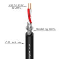 ROXTONE MC022/100 Black  микрофонный кабель, 100 метров, на картонной катушке, 2x0,50 кв.мм, D 6.8 мм, цвет черный
