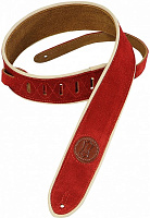 LEVY'S MSS3-2CP-RED  ремень для гитары замшевый с декоративным кожаным кантом, 5 см, регулируемая длина 90-132,5 см, цвет красный