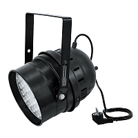 Eurolite LED PAR-64 W/A 36x1W  Светодиодный прожектор 36 х1Вт светодиодов белого света (18 шт тепло-белого и 18 шт холодно-белого света), угол раскрытия луча 22 град., управление DMX512 (4 канала), встроенный микрофон, цвет корпуса -чёрный.