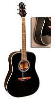 FLIGHT AD-200C BK  акустическая гитара, цвет черный, скос под правую руку