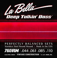 LA BELLA 760RM-B  струны для 5-стр. бас-гитары - (044-061-085-110-128) круглая обмотка - нержавеющая сталь, серия Deep Talking Bass