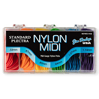 Dunlop 4432 Nylon Midi Standard Display медиаторы, 0,53/0,67/0,8/0,94/1,07/1,14 мм; по 36 шт.