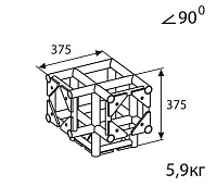 IMLIGHT Q25/31-31 Стыковочный узел для 3-х ферм под 90°, угловой, 250x250 мм, d40x2 / d16x2мм. Крепежный размер 140х140 мм, М10