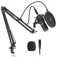 Maono AU-PM320S микрофон конденсаторный кардиоидный. Пантограф, держатель, поп-фильтр, ветрозащита, XLR кабель. Капсюль 16 мм, 20-18000 Гц, -34 дБ