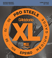 D'ADDARIO EPS160 струны для 4-струнной бас-гитары, ProSteels round 50-105