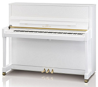 KAWAI K300 WH/P Пианино, цвет белый полированный, высота 122 см, цельная еловая дека 1,39м2, механизм Millennium III