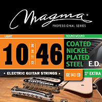 Magma Strings GE140ED  Струны для электрогитары, серия Coated Nickel Plated Steel, калибр: 10-13-17-26-36-46, обмотка круглая, никелированная сталь, с покрытием, натяжение Light
