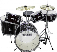 Weber BunnyKit BK Маломензурная ударная установка, 5 барабанов,  16-13-10-8-12; стул, педаль и тарелки в комплекте, цвет черный