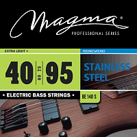 Magma Strings BE140S  Струны для бас-гитары, серия Stainless Steel, калибр: 40-60-75-95, обмотка круглая, нержавеющая сталь, натяжение Extra Light+