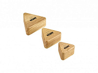 MEINL NINO508  набор из 3 деревянных шейкеров разного размера в форме треугольников. Материал: Бразильская Гевея. Цвет: натуральный.