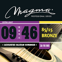 Magma Strings GA110B85  Струны для акустической гитары, серия Bronze 85/15, калибр: 9-13-18-26-36-46, обмотка круглая, бронзовый сплав 85/15, натяжение Extra Light
