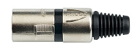 Proel XLR3MVPROBK Разъем XLR папа, 3-пиновый, резиновый держатель под кабель с нейлоновой вставкой, никелированные контакты. Корпус алюминий, цвет никель, черное кольцо-маркер