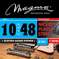 Magma Strings GE150N  Струны для электрогитары, серия Nickel Plated Steel, калибр: 10-13-17-28-38-48, обмотка круглая, никелированная сталь, натяжение Light+