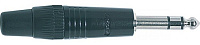 Proel S3CBK Разъем стереоджек 6.3 мм, под кабель диаметром 7.5 мм, корпус алюминий, цвет черный, черное кольцо-маркер 