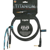 Klotz TI-0300PR  TITANIUM инструментальный кабель, джек джек угловой, моно, 3 метра, черный, разъемы Klotz
