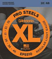 D'ADDARIO EPS510 струны для электрогитары, ProSteel, сталь, Reg Lite, 10-46