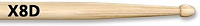VIC FIRTH X8D - барабанные палочки, тип 7A с деревянным наконечником и более длинной ручкой, материал - гикори, длина 16 1/2", диаметр 0,540", серия American Classic