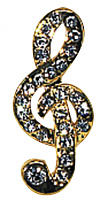 GEWA PINS Treble Cleff значок скрипичный ключ, позолоченный, с имитацией драгоценных камней