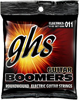 GHS GBM Струны для электрогитары, никелированная сталь, круглая обмотка, 11-15-18-26-36-50, Boomers 