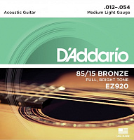D'ADDARIO EZ920 струны для акустической гитары, бронза, 85/15, Medium Light, 12-54