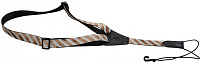 LEVY'S MP20-009 - ремень для классической гитары/укулеле, 2,5 см ширина. Длина регулируется от 68 см (27") до 90 см (36"), цвет полосы коричневый/голубой, рисунок галстук