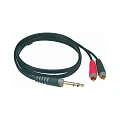 Klotz AY3-0200 кабель стереоджек 6,3 мм - 2хRCA, длина 2 метра 