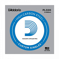 D'ADDARIO PL020 Plain Steel одиночная струна .020