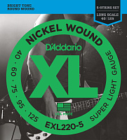 D'Addario EXL220-5  струны для бас-гитары, никель, super light, 40-125