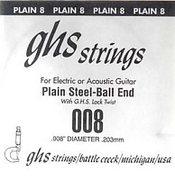 GHS 008  струна для акустической и электрогитары, сталь, размер 0,008