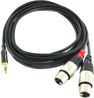 Cordial CFY 3 WFF кабель Y-адаптер джек стерео 3,5 мм/2xXLR female, 3,0 м, черный