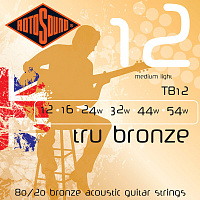 ROTOSOUND TB12 STRINGS PHOSPHOR BRONZE струны для акустической гитары, покрытие - бронза, 12-54