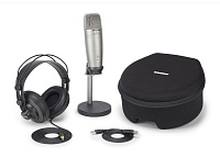 SAMSON C01U PRO RECORDING/PODCAST PACK комплект для записи: микрофон C01U Pro, настольная подставка, держатель, наушники SR850, USB-кабель, полужесткий нейлоновый кейс