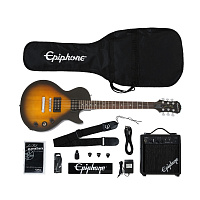 EPIPHONE Les Paul Electric Guitar Player Pack Vintage Sunburst комплект: электрогитара, комбо 10 Вт, чехол, кабель, тюнер, ремень