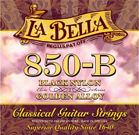 LA BELLA 850B  струны для классической гитары - черный нейлон, обмотка - золото, натяжение -37,75 кг